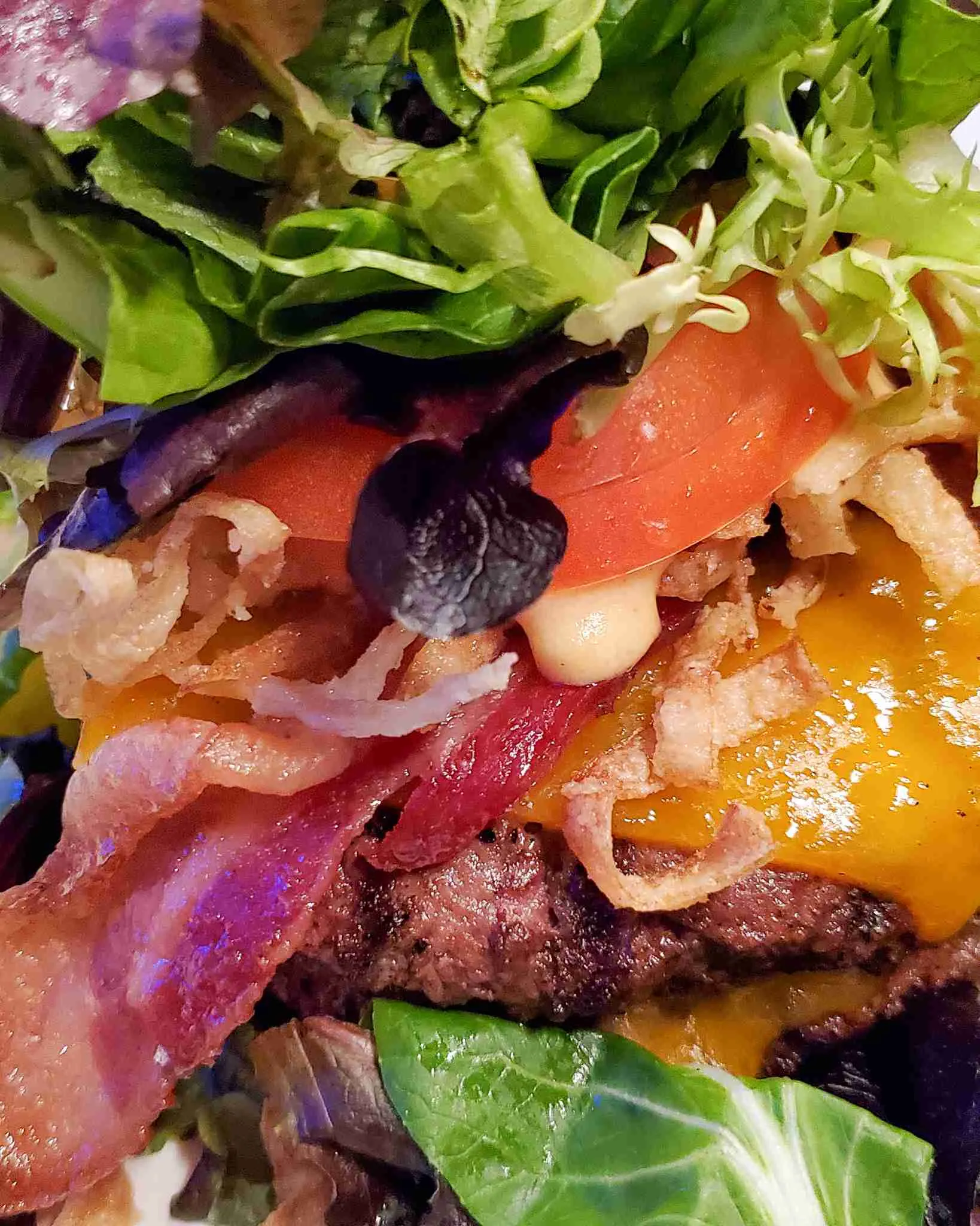 BBQ Bacon Queso Burger (no bun, extra lettuce) from the Littleton View House