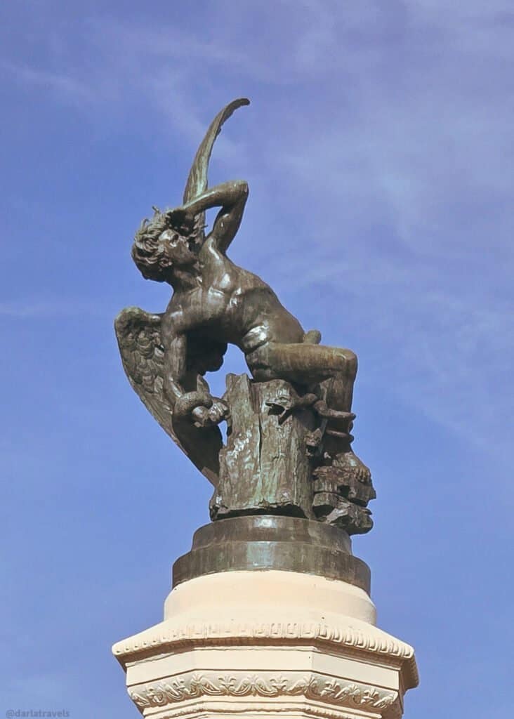 statue of the Fallen Angel in Madrid, Retiro Park