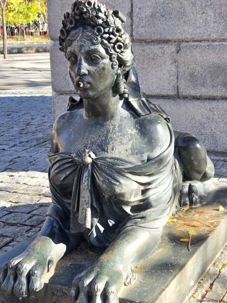 bronze sphinx sculpture in Madrid Rio Park