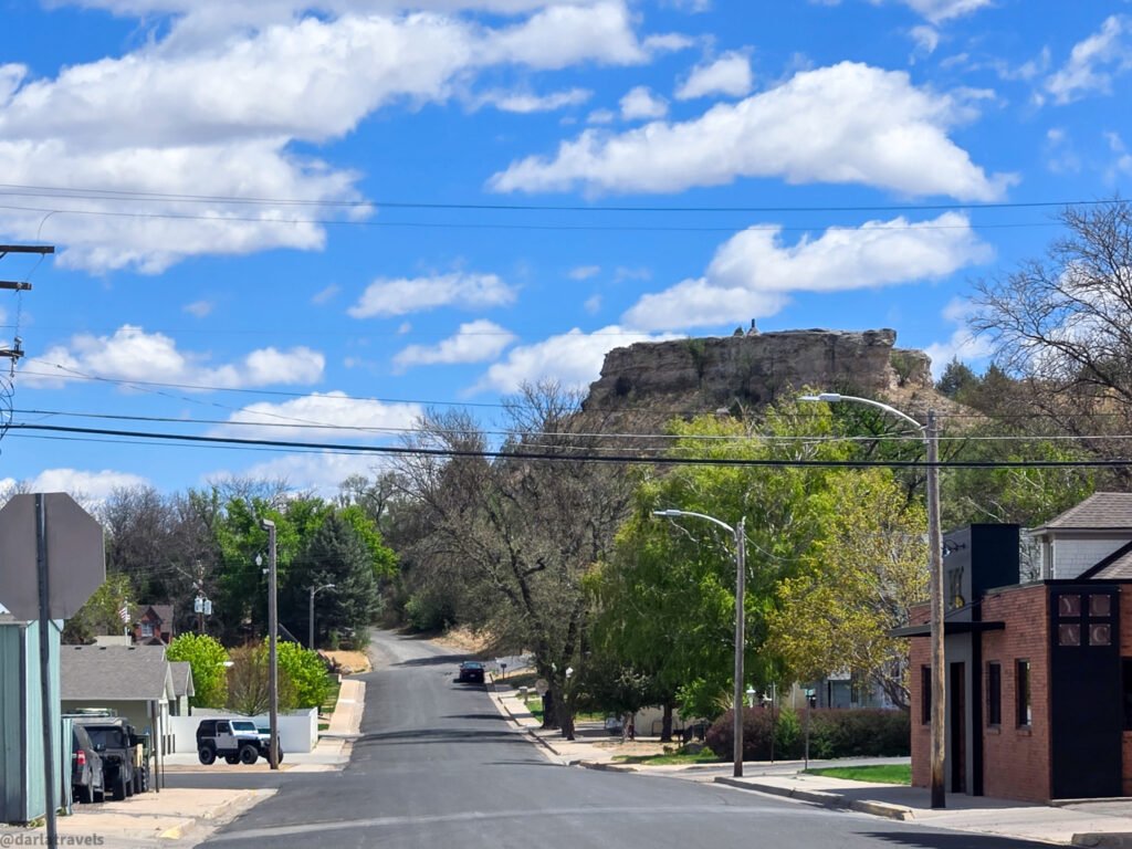 Flirtation Point above a residential street in downtown Wray, Colorado